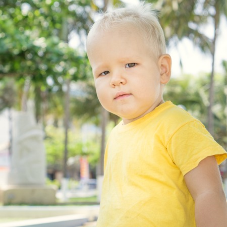 Outdoor portrait of the cute babyの写真素材