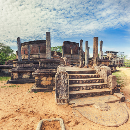The Polonnaruwa Vatadage in the world heritage city Polonnaruwa, Sri Lanka.の写真素材