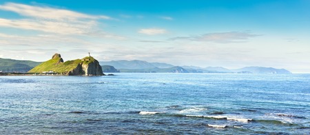 Sea view with Lighthouse. Japanese sea. Far East. Russia. Panorama