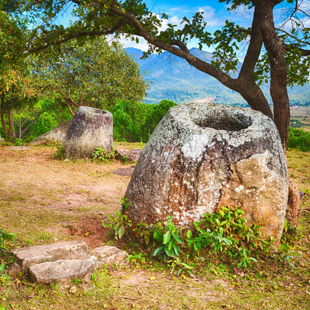 Archaeological landscape The Plain of jars. Laosの写真素材