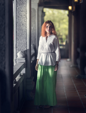 Portrait of a beautiful sexy woman outdoor.の写真素材
