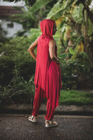 Fashion portrait of a beautiful woman outdoorの写真素材