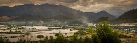 Paddy rice fielsd. View from the mountain. Vietnamの写真素材