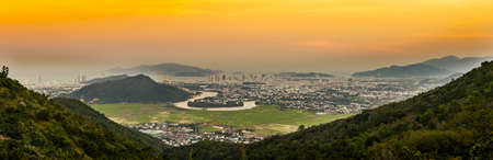 Sunset view of Nha Trang city from the mountain, Vietnamの写真素材