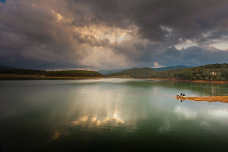 Amazing view of Tuyen Lam Lake, Dalat, Vietnamの写真素材