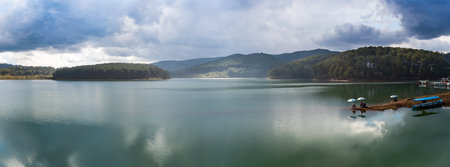 Amazing view of Tuyen Lam Lake, Dalat, Vietnam. Panoramaの写真素材