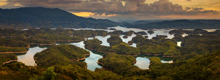 Amazing view of Ta Dung lake. Vietnam. Panorama landscapeの写真素材