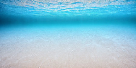 Sandy bottom, blue water and surface. Generative AIの素材