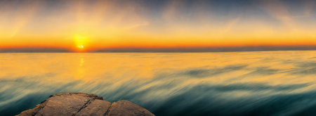 Sunset over the sea,panorama . AI Generativeの素材
