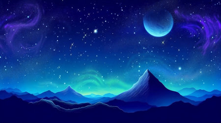Fantasy planet , night sky on background. AI Generativeの素材