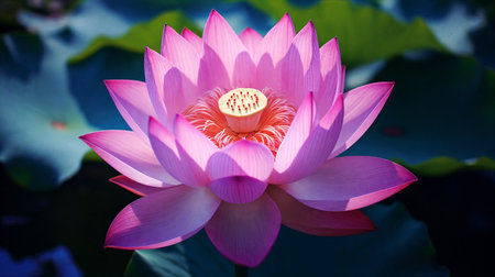 Beautiful lotus flower closeup . Generative AIの素材