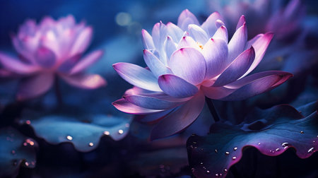 Beautiful lotus flower closeup . Generative AIの素材