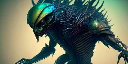 Mysterious alien figure, a celestial enigma. AI Generativeの素材