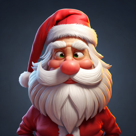 A jovial cartoon portrait of Santa Claus, exuding festive cheer. Generative AI.の素材