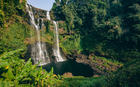 Beautiful Tad Yuang waterfall. Laos landscapeの写真素材
