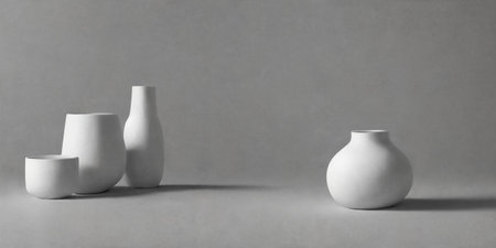 Composition of simple objects against plain grey background. Ai Generativeの素材