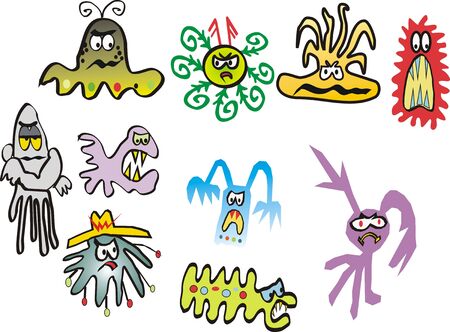 Cartoon bugs and germsのイラスト素材