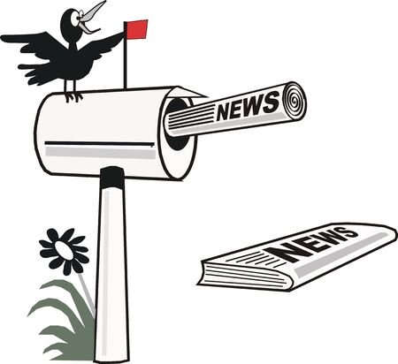 Mailbox cartoon with newspaperのイラスト素材
