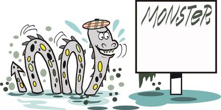 Loch Ness monster cartoonのイラスト素材
