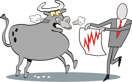Stock market bull cartoonのイラスト素材