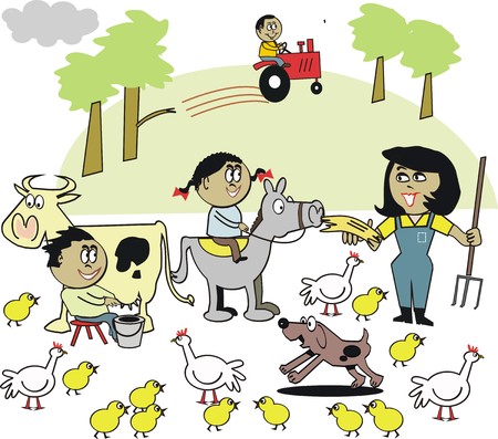 African family farm cartoonのイラスト素材