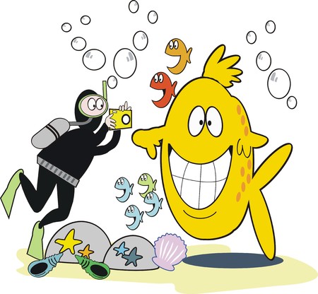 Underwater photography cartoonのイラスト素材