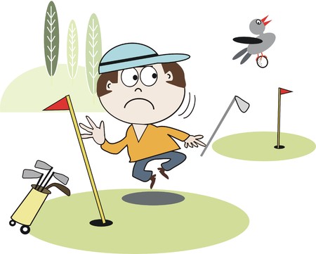 Golfing cartoonのイラスト素材