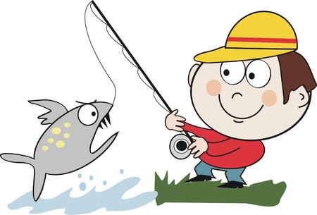 Fishing cartoonのイラスト素材