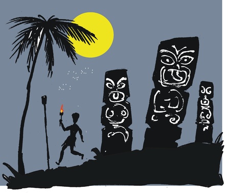 Island native with flaming torch illustrationのイラスト素材