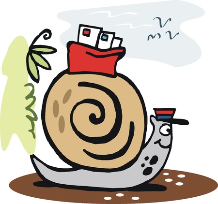 Snail carrying mail cartoonのイラスト素材