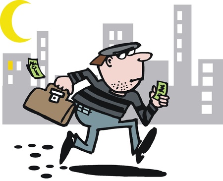 cartoon of running burglarのイラスト素材