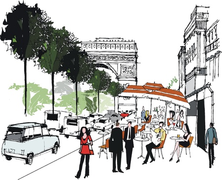 Vector illustration of Arc de Triomphe, Paris Franceのイラスト素材