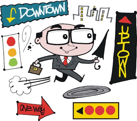 Vector cartoon of businessman rushing.のイラスト素材
