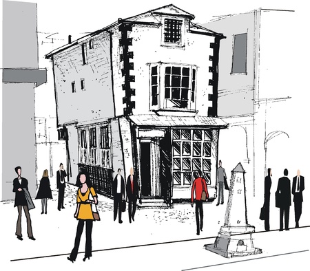 Vector illustration of old historic building, Windsor Englandのイラスト素材