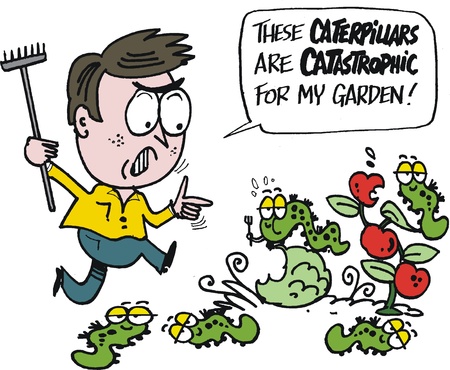 Vector cartoon of frustrated gardener with pestsのイラスト素材