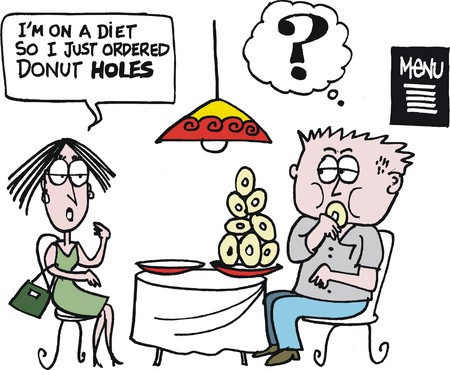 Vector cartoon of couple dining in fast food restaurantのイラスト素材
