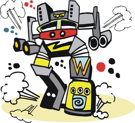 Vector cartoon of giant robot monsterのイラスト素材