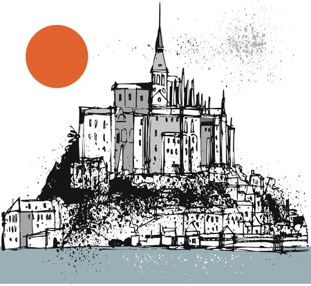 Vector illustration of mont saint michel, Normandy Franceのイラスト素材