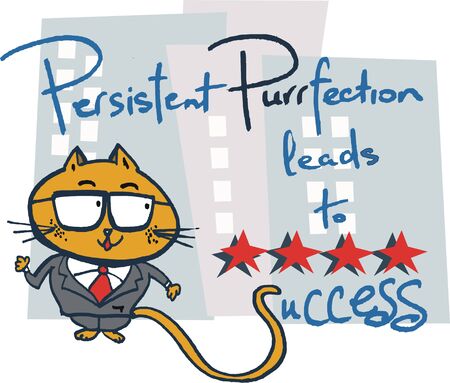 Vector cartoon showing corporate cat seeking successのイラスト素材