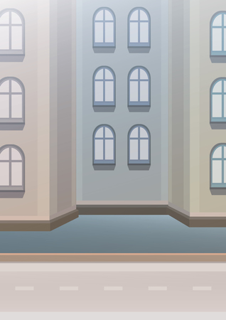 City street, a building with windows. Vector illustrationのイラスト素材