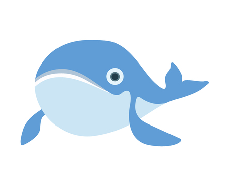 Cute whale. Vector illustration, isolated on white backgroundのイラスト素材