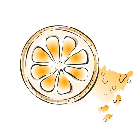Slice of juicy orange. Vector illustration, isolated on white background.のイラスト素材