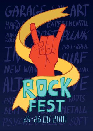 Hand in rock n roll sign illustration.のイラスト素材