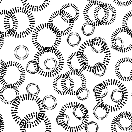 Simple seamless textile pattern with black round elements. Vector background illusrtration.のイラスト素材