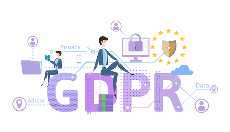 GDPR concept illustration. General Data Protection Regulation. The protection of personal data. Vector, isolated on white background.のイラスト素材