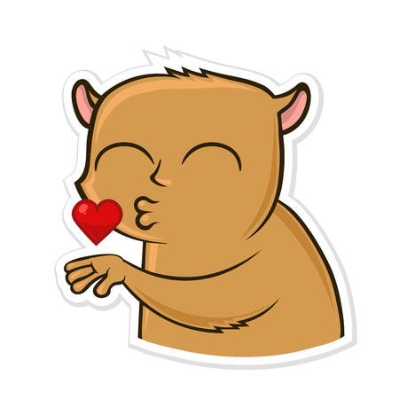 Sticker for messaging with funny animal.のイラスト素材