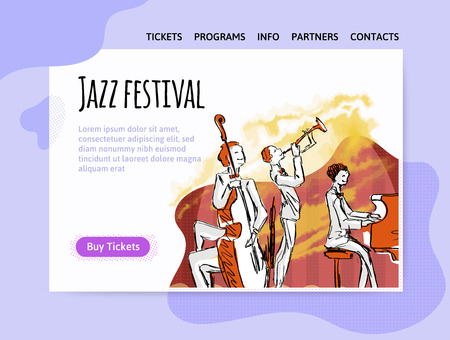 Jazz music festival, quartet in concert.のイラスト素材