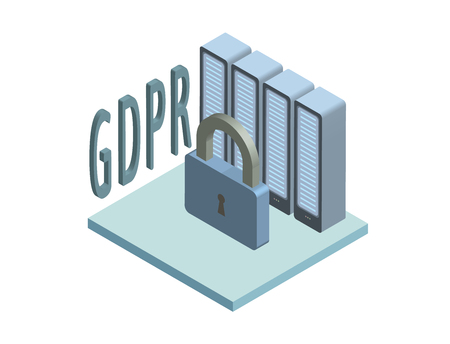GDPR, concept isometric illustration. General Data Protection Regulation. The protection of personal data. Vector icon , isolated on white background.のイラスト素材