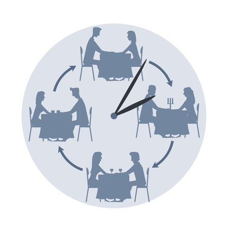 Speed dating concept. Vector illustration, isolated on white background.のイラスト素材
