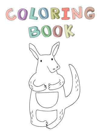 Cute cartoon kangaroo character, vector illustration in simple style. Isolated on white background.のイラスト素材